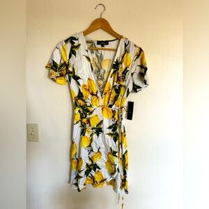 Lulus Summer Lemon Wrap Dress